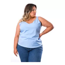 Blusa Regata Alça Larga Cores Lisas Plus Size Kit 2 Peças