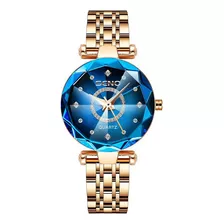 Relógio De Quartzo Feminino Seno Diamond Luxury Steel Belts