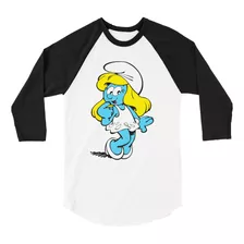 Playera 3/4 Pitufina Los Pitufos Smurfs