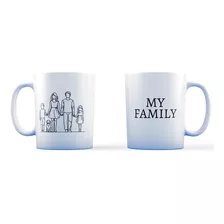 Taza Cerámica Familia Hijos Y Perro