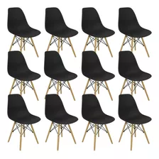 Kit 12 Cadeira Charles Eames Eiffel Wood Design Varias Cores