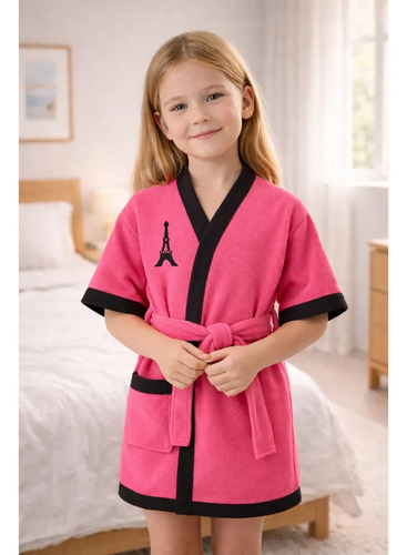 Roupão Infantil Rosa Felpudo Com Estampa