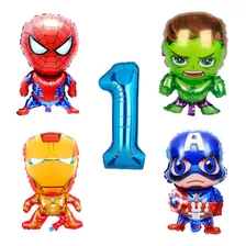 Kit Globos Figura De 65cm Super Heroes + Numero De 70/80cm