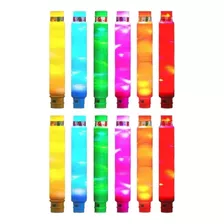 12 Poptube Com Led Tubo Fidget Tube Toys Folding Pop It Cor Colorido