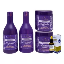 Kit Matizador Platinum Para Cabelos Loiros + Sérum 5 Passos 