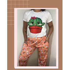 Pijama Animados Adulto Largo De Invierno Remera Y Pantalon