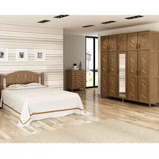 Conjunto Grécia: Guarda-roupa 10 Portas Cama Cômoda Madeira