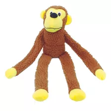 Brinquedo Pelúcia Com Apito Para Cães Macaco Bordado 46 Cm Cor Marrom