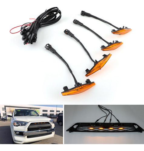 4 Luces Led De Rejilla mbar Para Toyota 4runner Trd Pro Foto 2