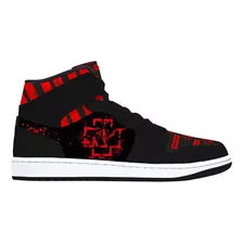 Tenis Rammstein Rojo Música Merch Hi Top Bota