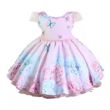 Vestido Fantasia Infantil Jardim Borboletas Encantado Luxo