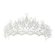 Linda Coroa Para Noiva, Debutantes E Miss. Com Strass E Metal Prata E Pérolas. Porta Coque, Arranjo, Tiara. Cód: T10