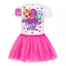 Disfraz Vestido Skye Paw Patrol Personalizado Polera + Tutú Niñas Detalles Glitter 3