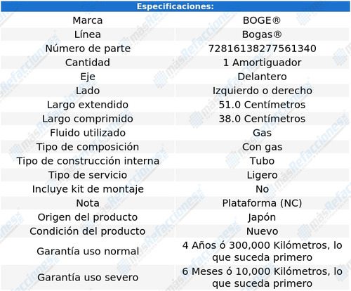 1 Amortiguador Gas Izq/der Del Mx-5 Miata 06 Al 08 Boge Foto 2