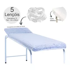 Lençol Descartável Maca Com Elástico 2m X 90cm - 5 Unidades Santa Clara Lençol Descartável Maca Estética Depilação Massagem En Kit Descartavel Com Elastico5 X 5 Unidades C/u