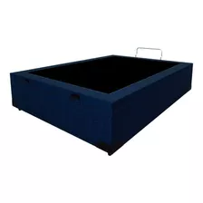 Base Para Cama Box Casal Guldi Com Baú Linho (47x138x188 ... Cor Azul-marinho