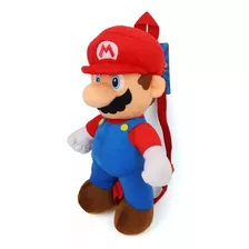 Mochila Mario Bros Peluche Con Cierre 42cm Escuela Infantil