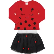 Conjunto Infantil Feminino Blusa Unicórnio Saia Tule Menina