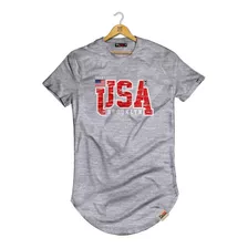 Camiseta Long Line Pintee New York Eua Alongada Swag Top