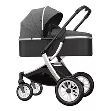 Carrito De Bebe Cochecito Paseo Deluxe Calidad Superior Baby Color Negro Con Gris Color Del Chasis Negro