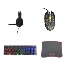 Set Gamer Teclado Mouse 7 Botones/ Rgb / Diadema / Pad Mouse