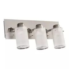 Aplique 3 Luces Baño June Vidrio Y Acero Apto Led E27 Mks