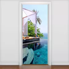 Adesivo De Porta Paisagens Casa Em Frente Ao Mar - 215x98cm