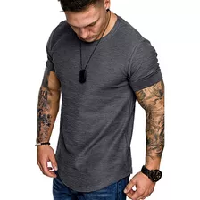 Playera Negra Para Hombre Cuello Redondo Manga Corta Lycra