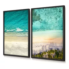 Quadros Decorativos Duo Quarto Praia Vista Aérea Vidro 60x90