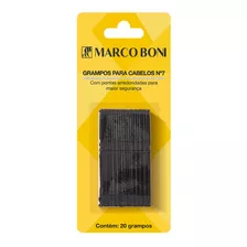 Grampo Para Cabelo Com 20 Unid Nr 7 Preto Marco Boni