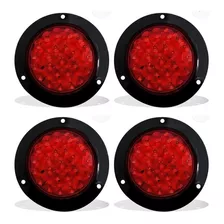 Kit 4 Plafónes Redondo P/camión 24 Leds Rojo Baja/alta