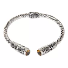 Novica Brazalete Artesanal De Citrino Hecho A Mano De Plata 