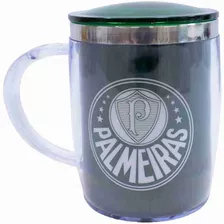 Caneca Térmica Arredondada Com Tampa Time Palmeiras 450 Ml Cor Verde