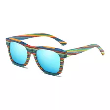 Gafas De Sol Lente Azul - Madera Skateboard Filtro Uv400