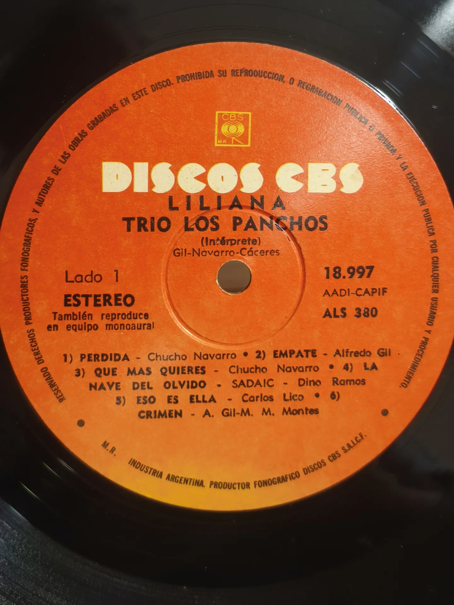 TRIO LOS PANCHOS - Liliana - vinilo 1975