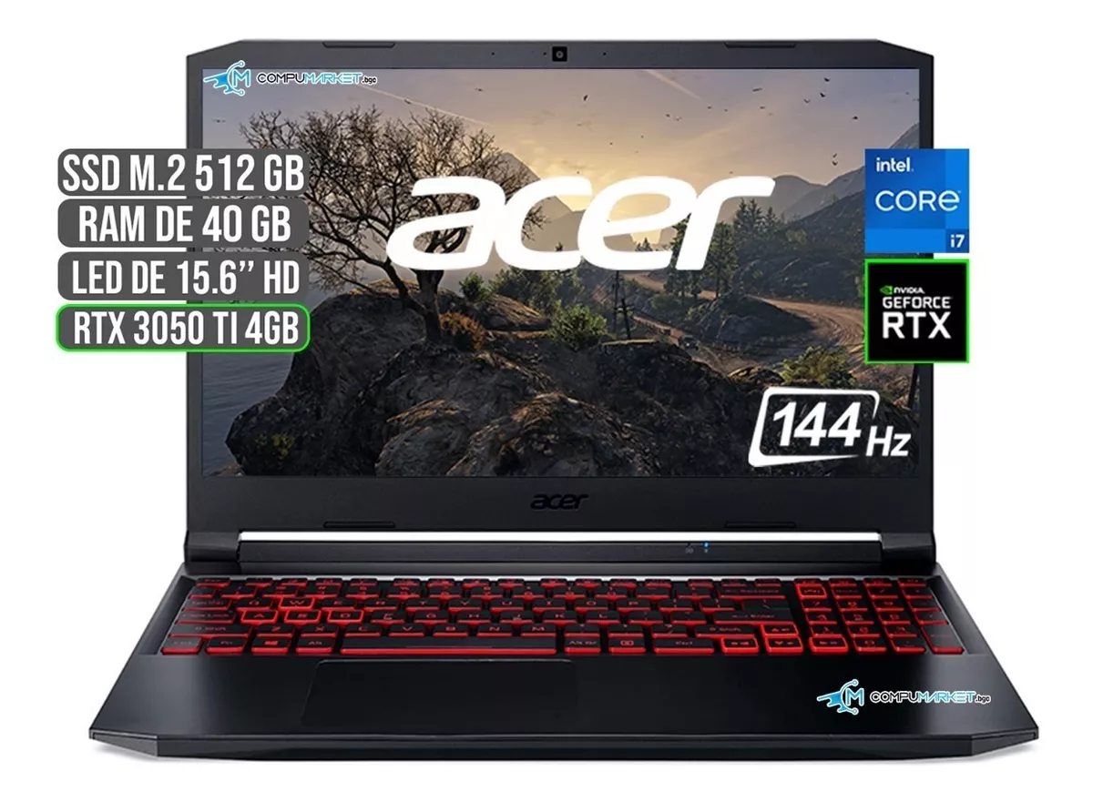 Acer Nitro Intel Core I7 Ssd 512gb Ram 40gb Rtx 3050ti 4gb