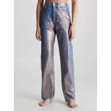 Jeans Metalizado Multicolor Straight Calvin Klein Mujer