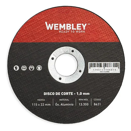 Disco Corte Amoladora Metal Wembley 115 X 1 Mm Caja 25u 8631 Negro