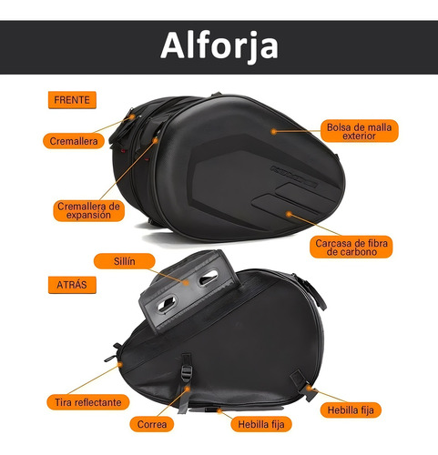 Alforjas Lateral Motos Rigidas Negras Accesorios Impermeable Foto 8