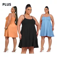 Vestido Canelado Plus Size De Alcinha Larguinho Gestante