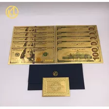 Billete Coleccionable Amuleto Suerte 100 Dólares Dorado 
