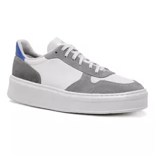 Tênis Masculino Casual Malbork Couro Offwhite Cinza Ad6010ow