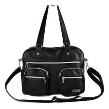 Cartera Shopper Kalton Bags K272 Diseño Lisa De Cuero Sintético Negra Con Correa De Hombro Negra Asas Color Negro Y Herrajes Níquel