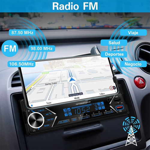 Auto Estereo 1 Din Mp3 Radio Con Bt Soporte Para Telfono Foto 4