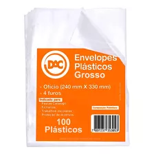 Saco Plastico Env. Grosso 24x33 0,15 A4 Ofício 4 Furos 100un