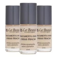 3 Base La Beaute Para Unhas Fracas+ 1 Brinde Kit Manicure