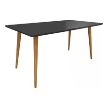 Mesa Para Sala De Jantar 1.6 Kalel Preto Tampo Em Vidro