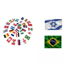 Kit 32 Nações + Bandeiras Do Brasil + De Israel 1,5m X 90cm