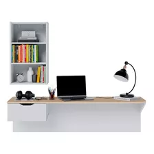 Mesa Escrivaninha Com Estante Tech Branco/tauari Colibri