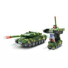 Tanque Transformers Robô Pilhas Carro Militar E Movimento